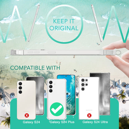 NALIA Handykette für Samsung Galaxy S24 Plus – Transparentes Hybrid-Case & Band – HANGIT PRO (Anti-Gelb Rückseite & Verstellbar) – Marke aus Berlin