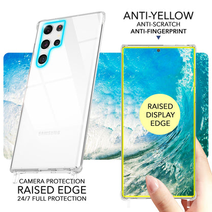 NALIA Handykette für Samsung Galaxy S24 Ultra – Transparentes Hybrid-Case & Band – HANGIT PRO (Anti-Gelb Rückseite & Verstellbar) – Marke aus Berlin