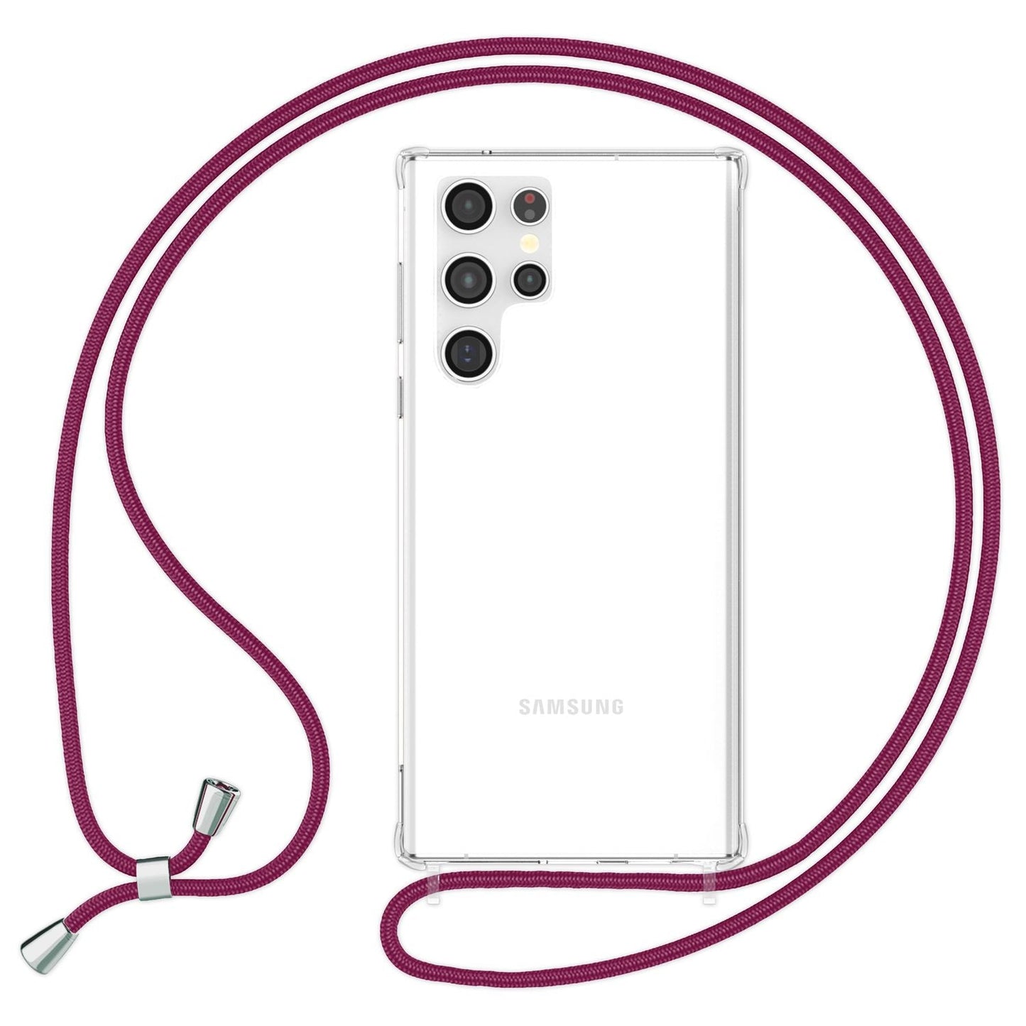 NALIA Handykette für Samsung Galaxy S24 Ultra – Transparentes Hybrid-Case & Band – HANGIT PRO (Anti-Gelb Rückseite & Verstellbar) – Marke aus Berlin