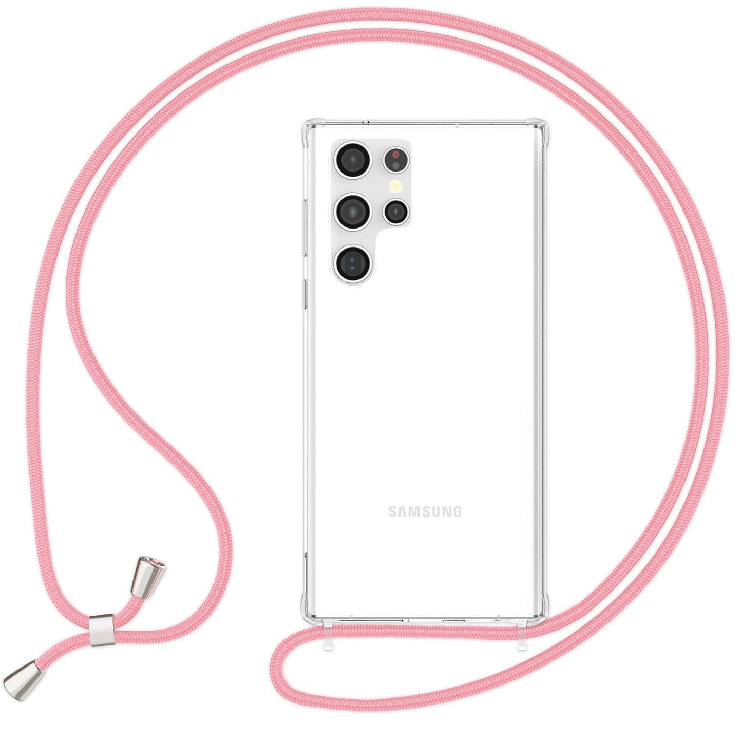 NALIA Handykette für Samsung Galaxy S24 Ultra – Transparentes Hybrid-Case & Band – HANGIT PRO (Anti-Gelb Rückseite & Verstellbar) – Marke aus Berlin