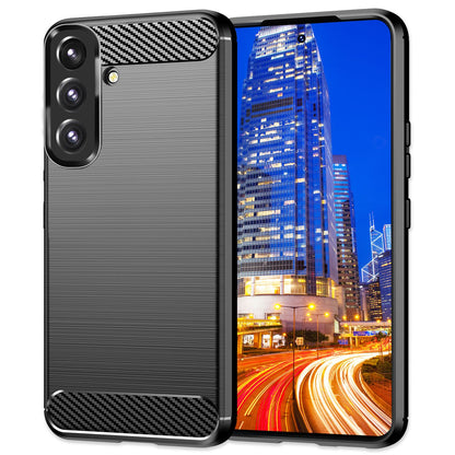 NALIA Silikonhülle für Samsung Galaxy S24 Plus – Rutschfest & Matt – VORTEX (Gebürstete Optik & Carbon Design) – Marke aus Berlin