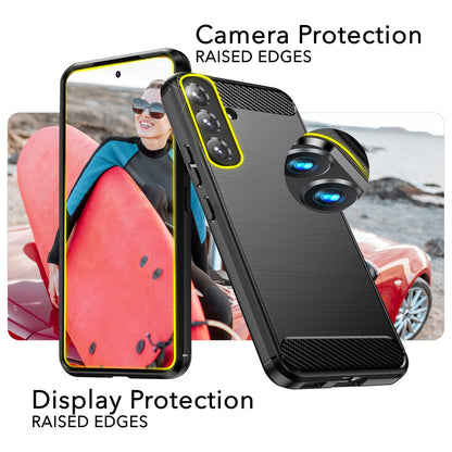 NALIA Silikonhülle für Samsung Galaxy S24 Plus – Rutschfest & Matt – VORTEX (Gebürstete Optik & Carbon Design) – Marke aus Berlin