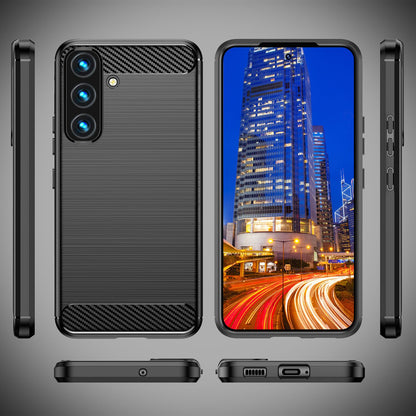 NALIA Silikonhülle für Samsung Galaxy S24 Plus – Rutschfest & Matt – VORTEX (Gebürstete Optik & Carbon Design) – Marke aus Berlin