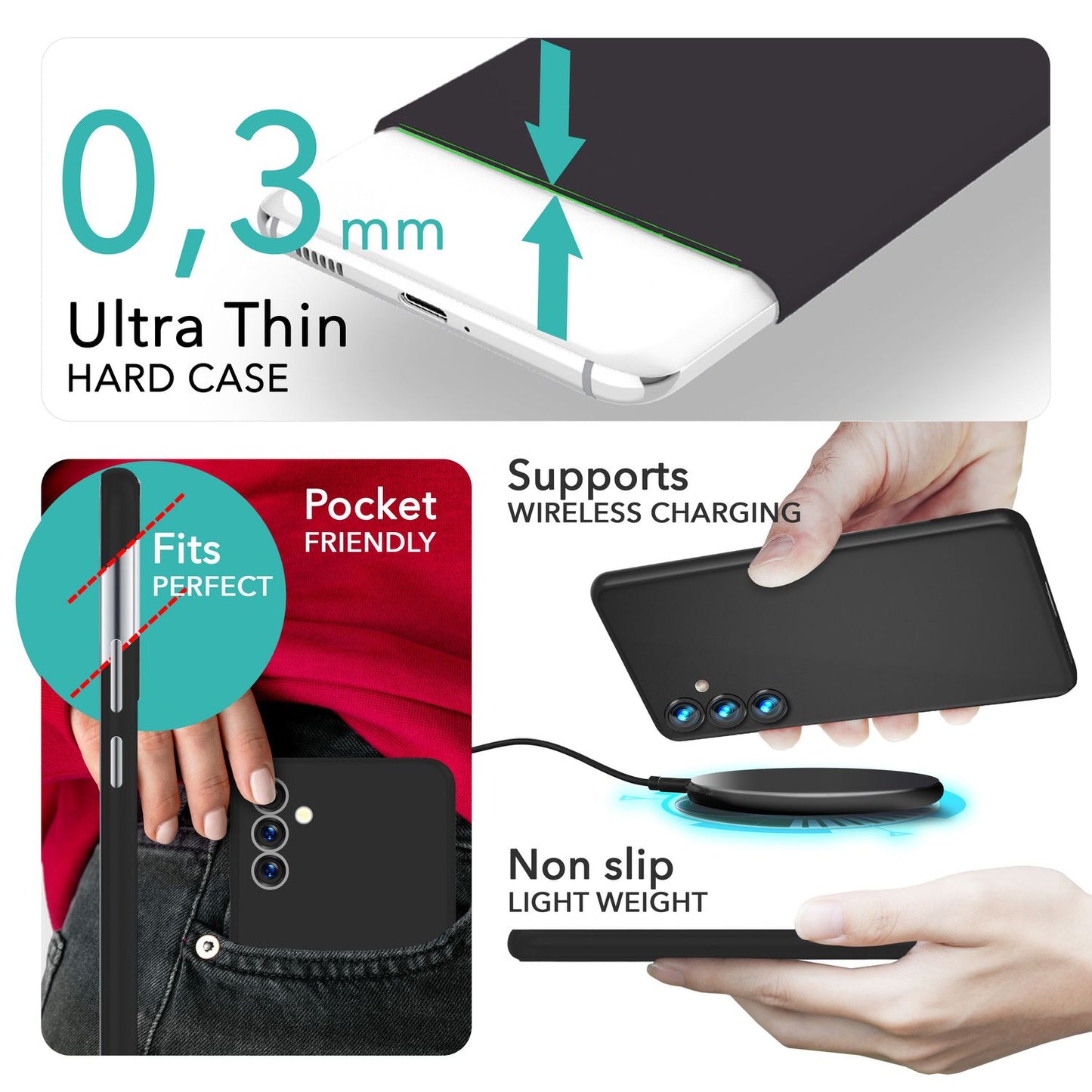 NALIA Ultra Slim Hardcase für Samsung Galaxy S24 Plus – Matt & 0.3mm Dünn – PHANTOM (Dünnes Cover & Kamera-Vollschutz) – Marke aus Berlin