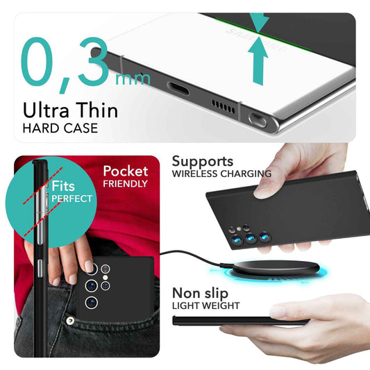 NALIA Ultra Slim Hardcase für Samsung Galaxy S24 Ultra – Matt & 0.3mm Dünn – PHANTOM (Dünnes Cover & Kamera-Vollschutz) – Marke aus Berlin