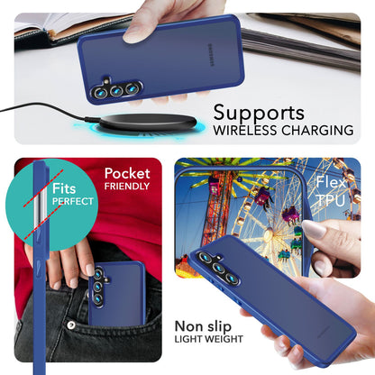 NALIA Matte Handyhülle für Samsung Galaxy S24 – Stoßfester Silikon-Rahmen & Semi-Transparent – FUZION (Anti-Fingerprint Case) – Marke aus Berlin