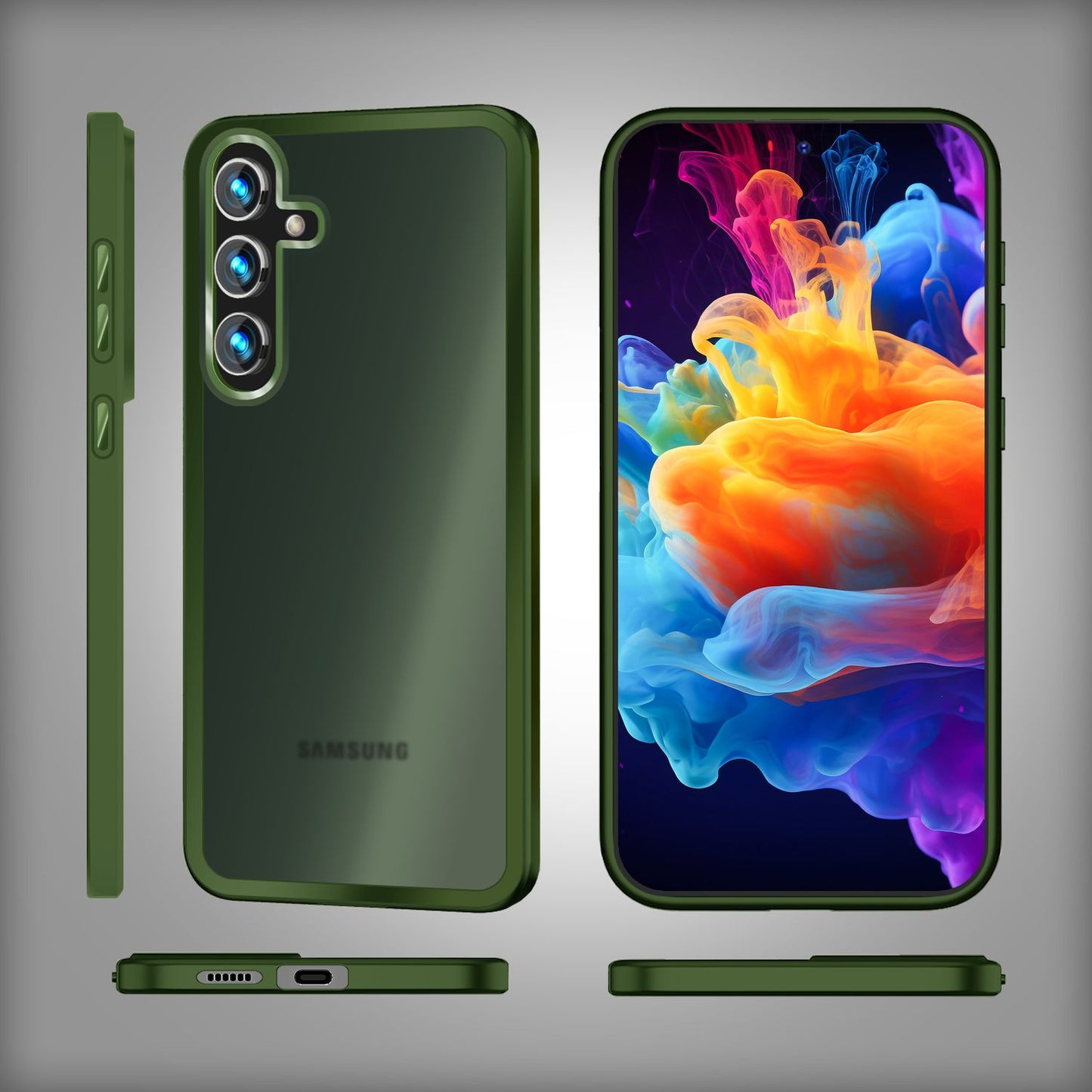 NALIA Matte Handyhülle für Samsung Galaxy S24 – Stoßfester Silikon-Rahmen & Semi-Transparent – FUZION (Anti-Fingerprint Case) – Marke aus Berlin