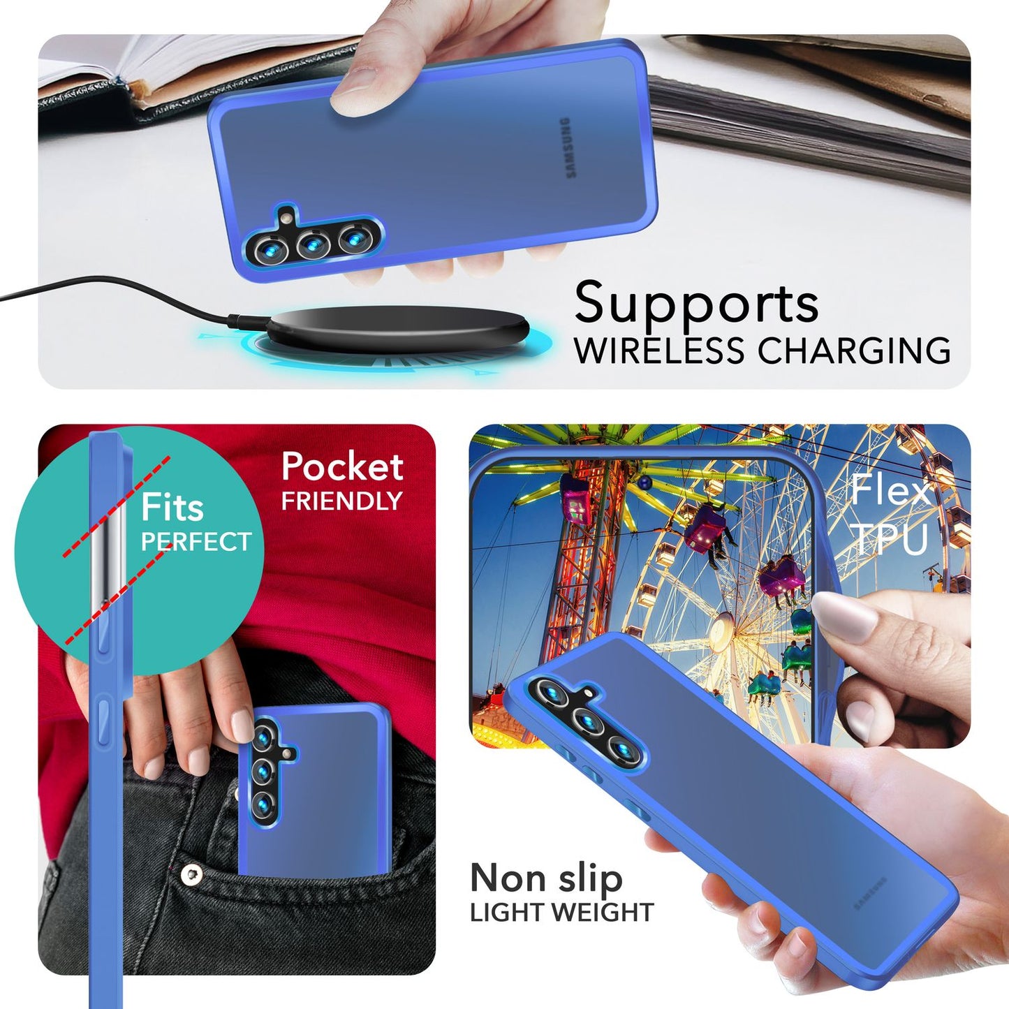 NALIA Matte Handyhülle für Samsung Galaxy S24 – Stoßfester Silikon-Rahmen & Semi-Transparent – FUZION (Anti-Fingerprint Case) – Marke aus Berlin