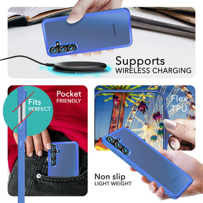 NALIA Matte Handyhülle für Samsung Galaxy S24 – Stoßfester Silikon-Rahmen & Semi-Transparent – FUZION (Anti-Fingerprint Case) – Marke aus Berlin
