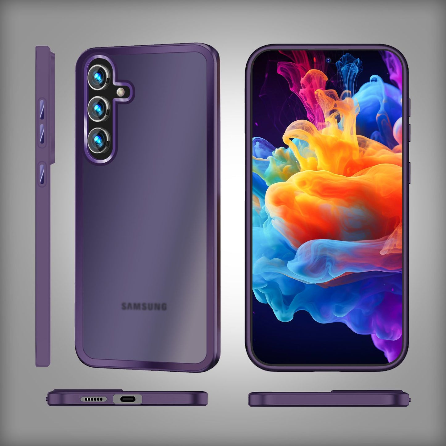 NALIA Matte Handyhülle für Samsung Galaxy S24 – Stoßfester Silikon-Rahmen & Semi-Transparent – FUZION (Anti-Fingerprint Case) – Marke aus Berlin