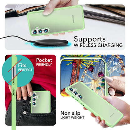 NALIA Matte Handyhülle für Samsung Galaxy S24 – Stoßfester Silikon-Rahmen & Semi-Transparent – FUZION (Anti-Fingerprint Case) – Marke aus Berlin