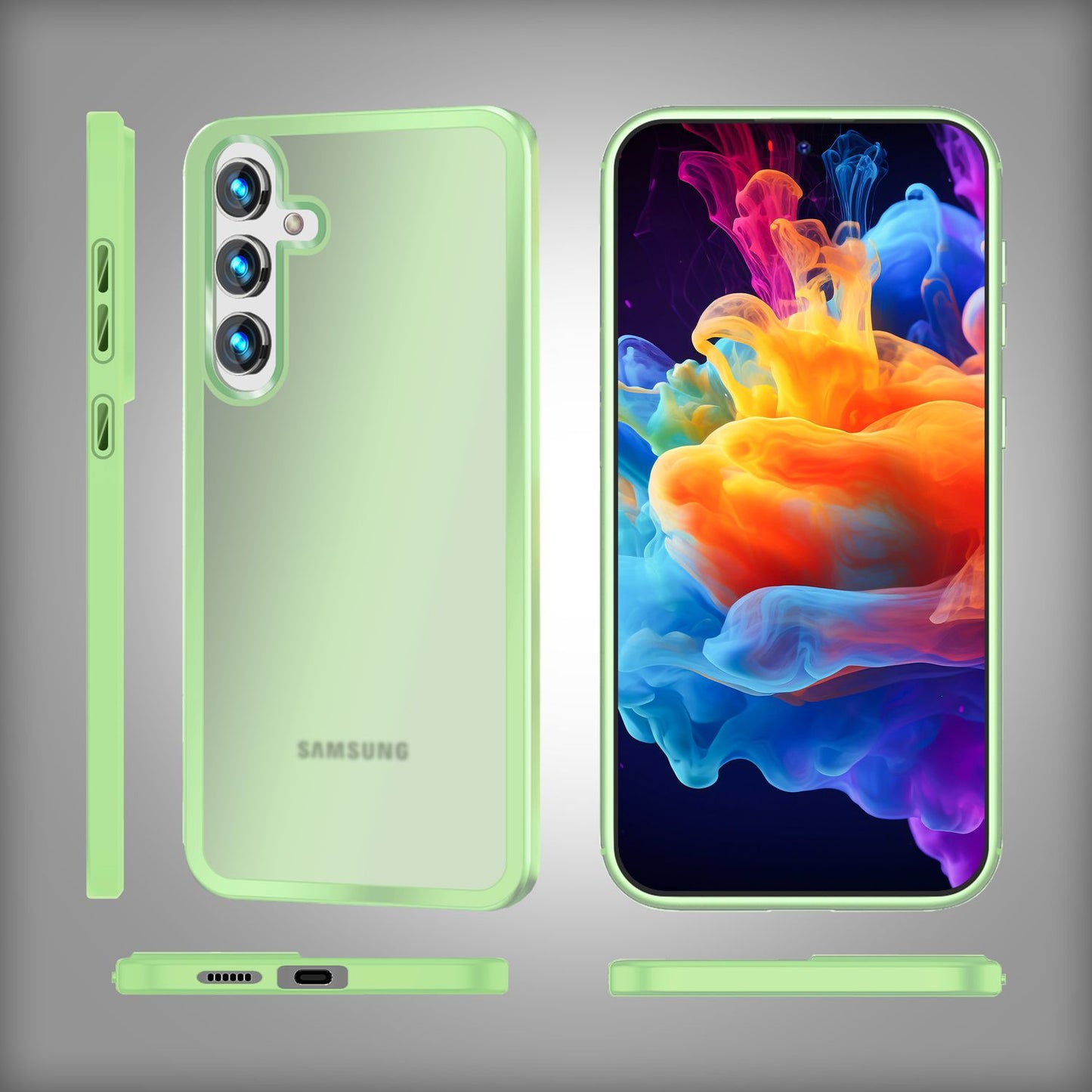 NALIA Matte Handyhülle für Samsung Galaxy S24 – Stoßfester Silikon-Rahmen & Semi-Transparent – FUZION (Anti-Fingerprint Case) – Marke aus Berlin