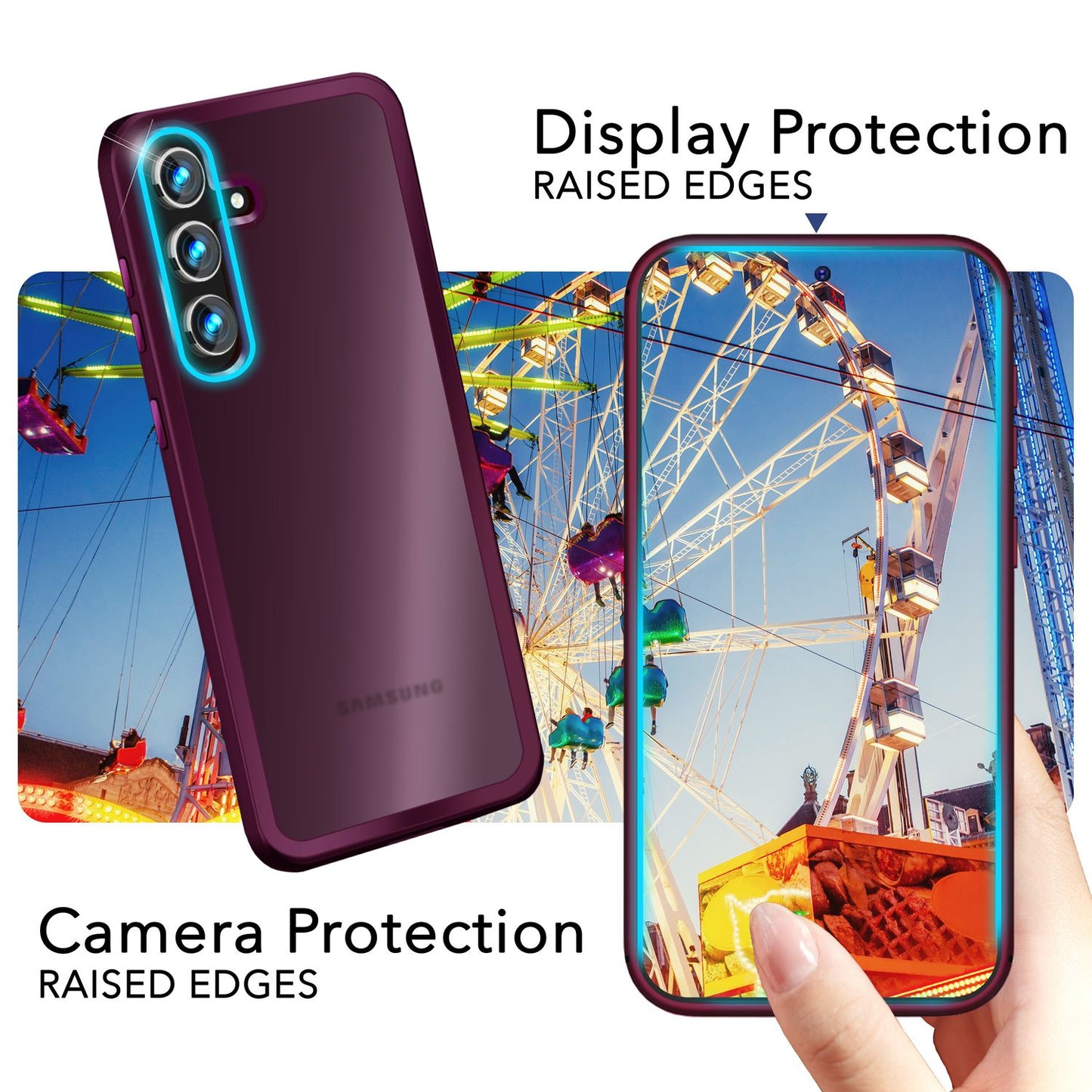 NALIA Matte Handyhülle für Samsung Galaxy S24 – Stoßfester Silikon-Rahmen & Semi-Transparent – FUZION (Anti-Fingerprint Case) – Marke aus Berlin