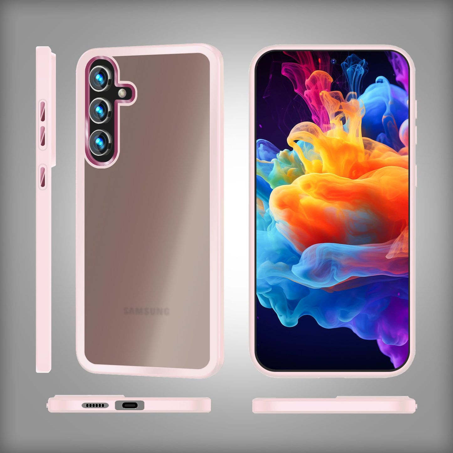 NALIA Matte Handyhülle für Samsung Galaxy S24 – Stoßfester Silikon-Rahmen & Semi-Transparent – FUZION (Anti-Fingerprint Case) – Marke aus Berlin