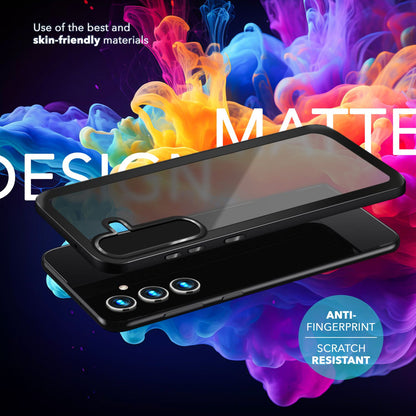 NALIA Matte Handyhülle für Samsung Galaxy S24 – Stoßfester Silikon-Rahmen & Semi-Transparent – FUZION (Anti-Fingerprint Case) – Marke aus Berlin