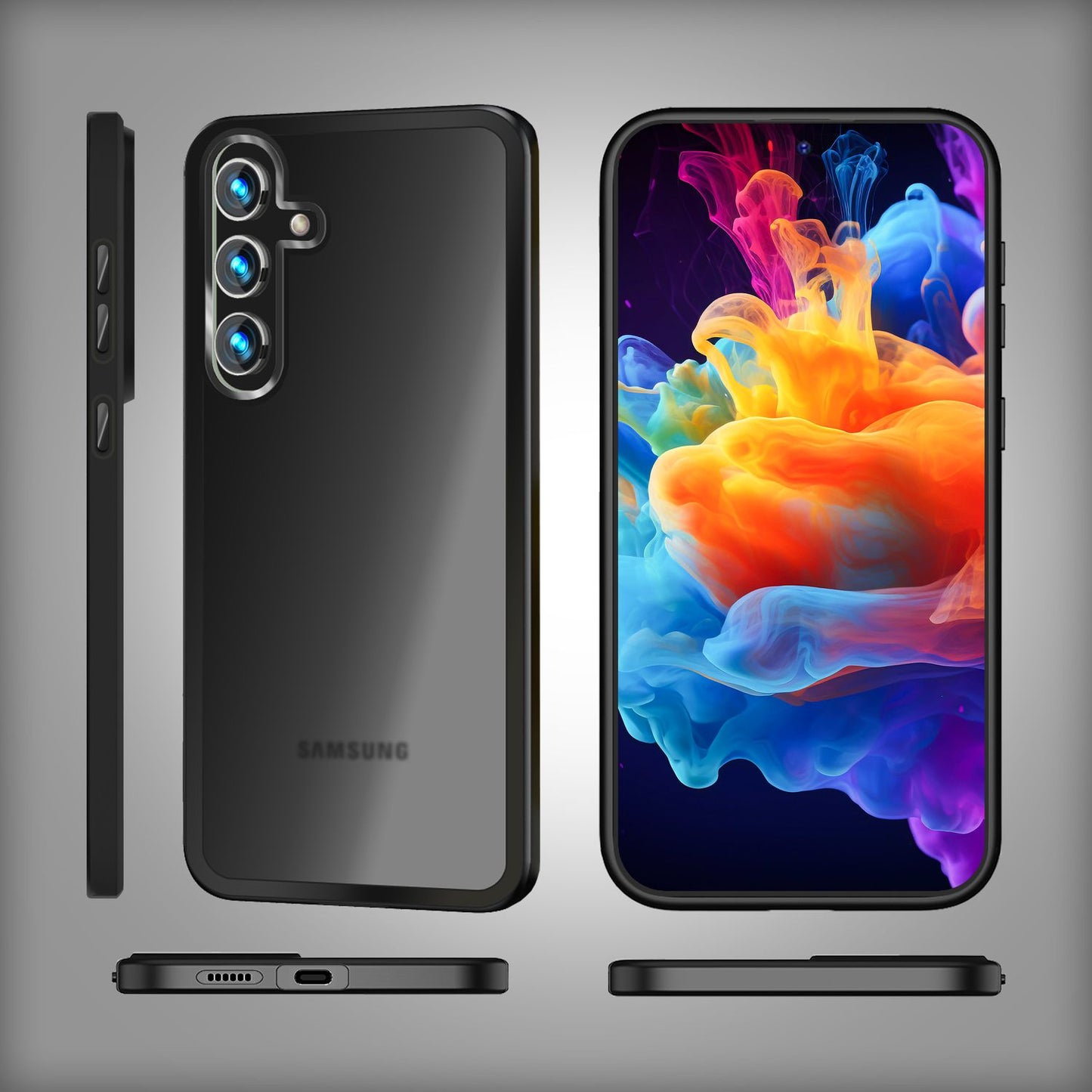 NALIA Matte Handyhülle für Samsung Galaxy S24 – Stoßfester Silikon-Rahmen & Semi-Transparent – FUZION (Anti-Fingerprint Case) – Marke aus Berlin
