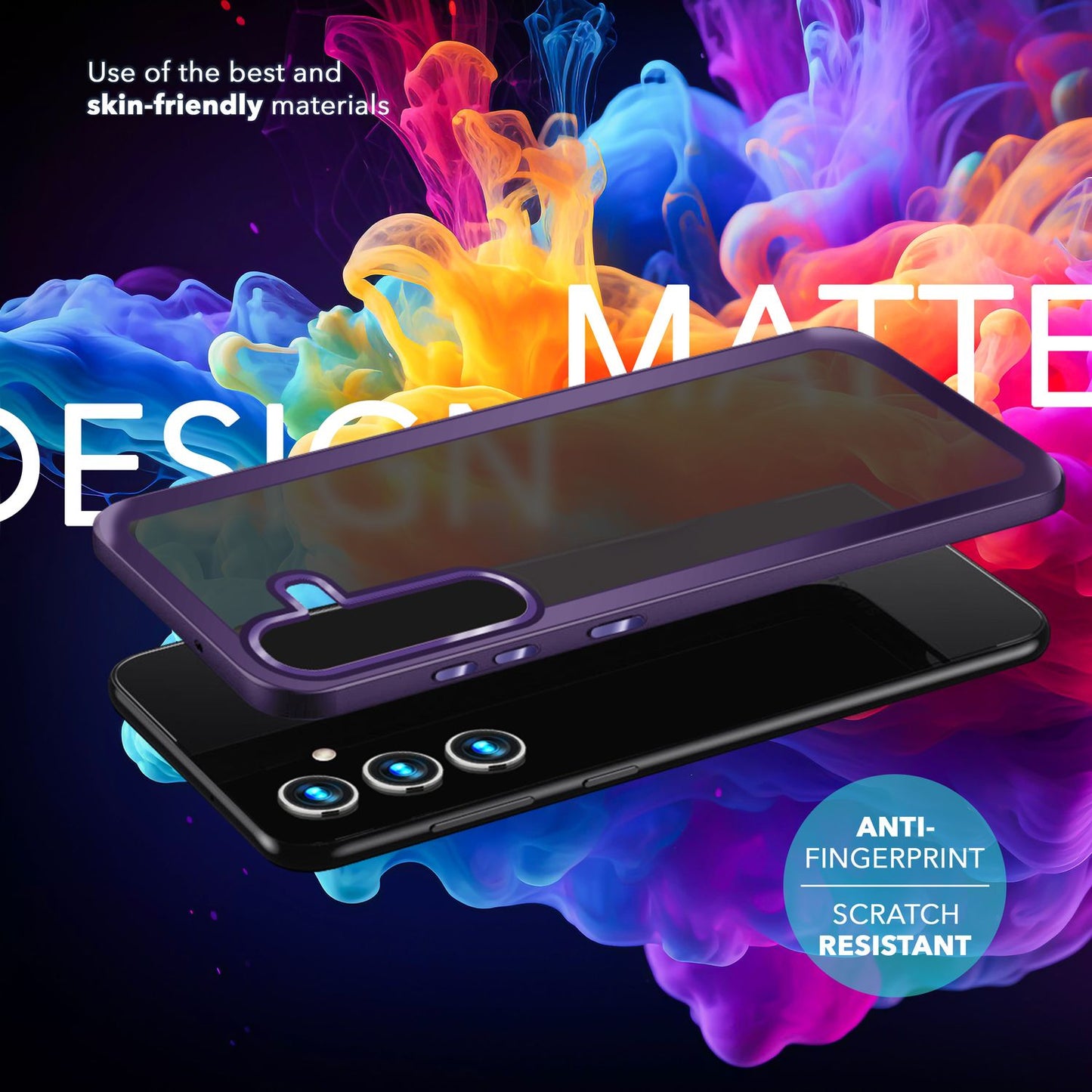 NALIA Matte Handyhülle für Samsung Galaxy S24 Plus – Stoßfester Silikon-Rahmen & Semi-Transparent – FUZION (Anti-Fingerprint Case) – Marke aus Berlin