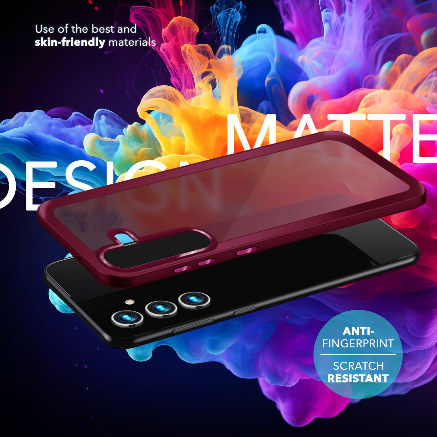NALIA Matte Handyhülle für Samsung Galaxy S24 Plus – Stoßfester Silikon-Rahmen & Semi-Transparent – FUZION (Anti-Fingerprint Case) – Marke aus Berlin