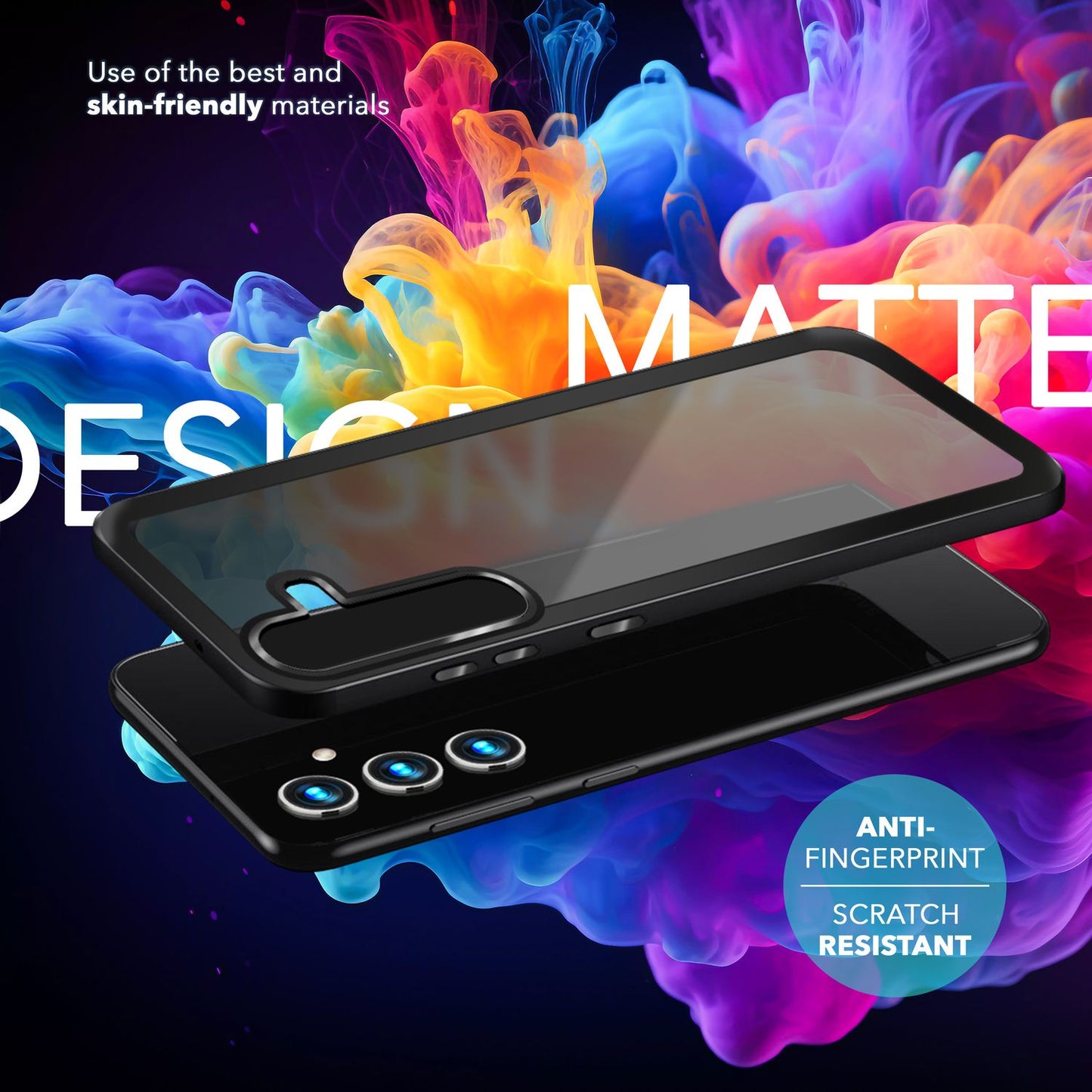 NALIA Matte Handyhülle für Samsung Galaxy S24 Plus – Stoßfester Silikon-Rahmen & Semi-Transparent – FUZION (Anti-Fingerprint Case) – Marke aus Berlin