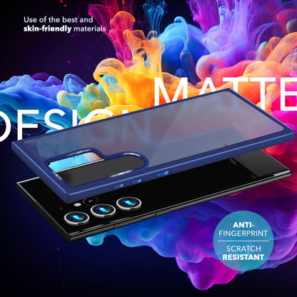 NALIA Matte Handyhülle für Samsung Galaxy S24 Ultra – Stoßfester Silikon-Rahmen & Semi-Transparent – FUZION (Anti-Fingerprint Case) – Marke aus Berlin
