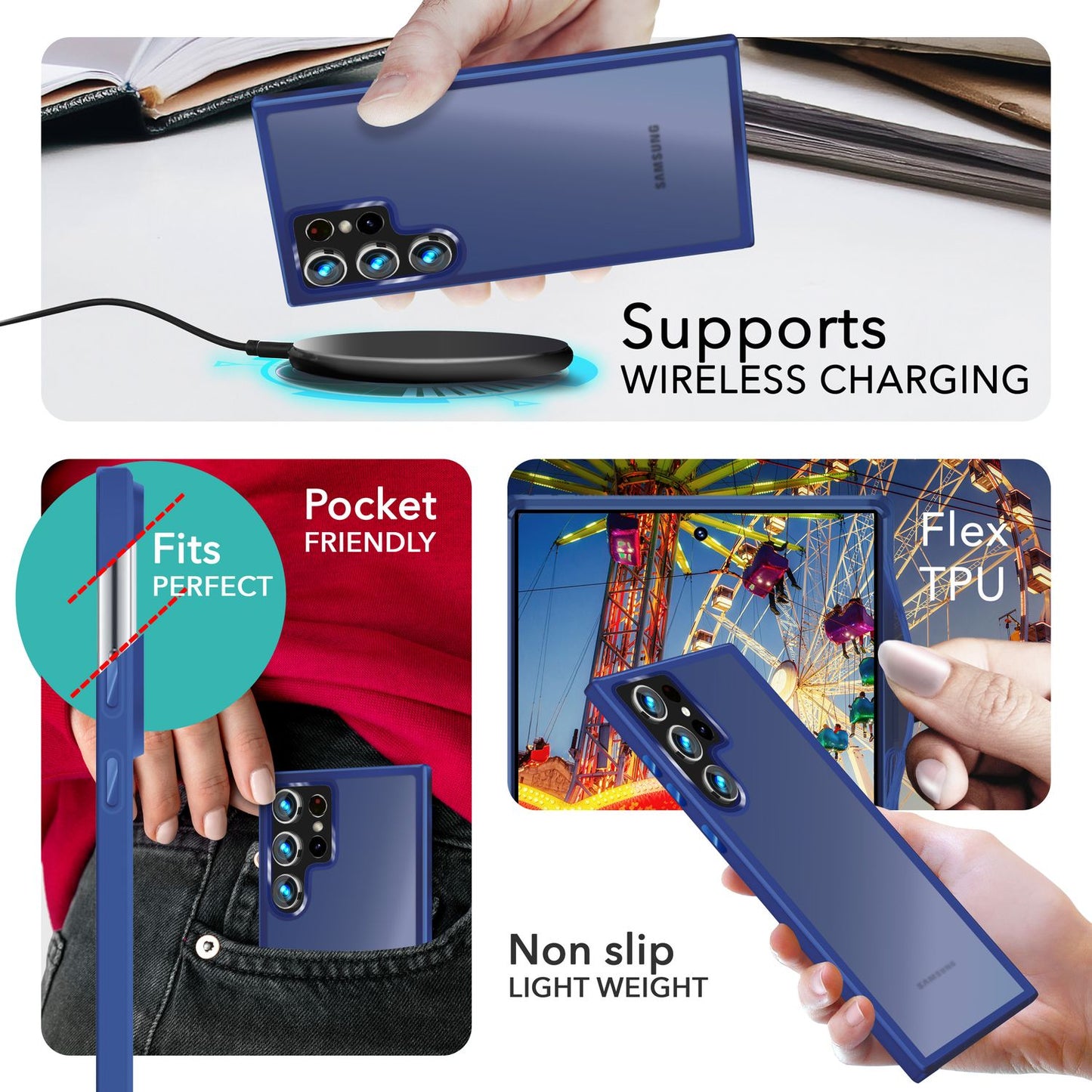 NALIA Matte Handyhülle für Samsung Galaxy S24 Ultra – Stoßfester Silikon-Rahmen & Semi-Transparent – FUZION (Anti-Fingerprint Case) – Marke aus Berlin