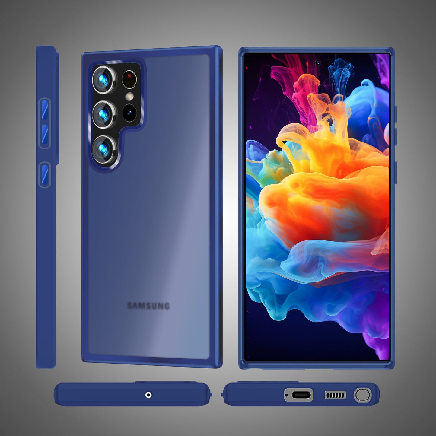 NALIA Matte Handyhülle für Samsung Galaxy S24 Ultra – Stoßfester Silikon-Rahmen & Semi-Transparent – FUZION (Anti-Fingerprint Case) – Marke aus Berlin