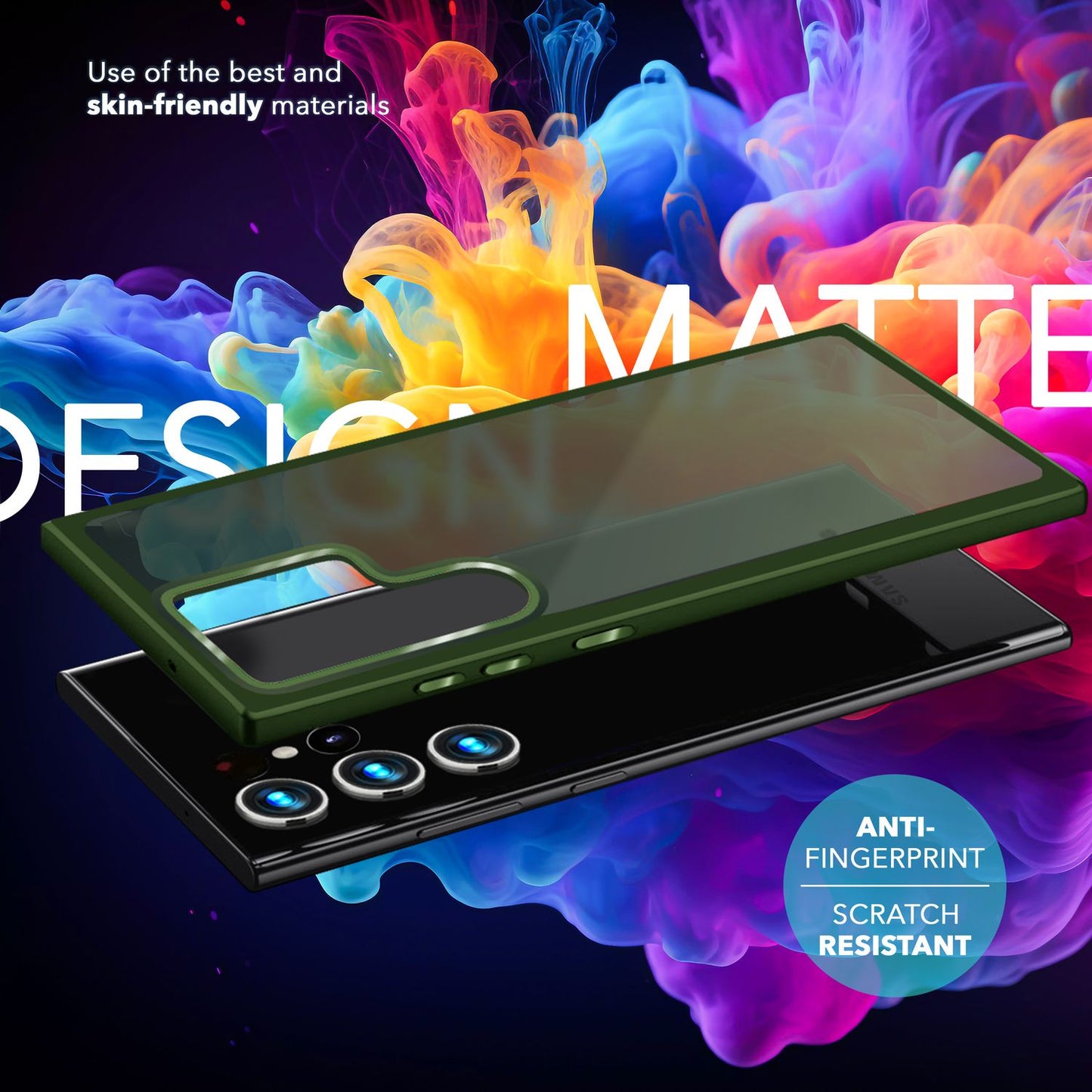 NALIA Matte Handyhülle für Samsung Galaxy S24 Ultra – Stoßfester Silikon-Rahmen & Semi-Transparent – FUZION (Anti-Fingerprint Case) – Marke aus Berlin