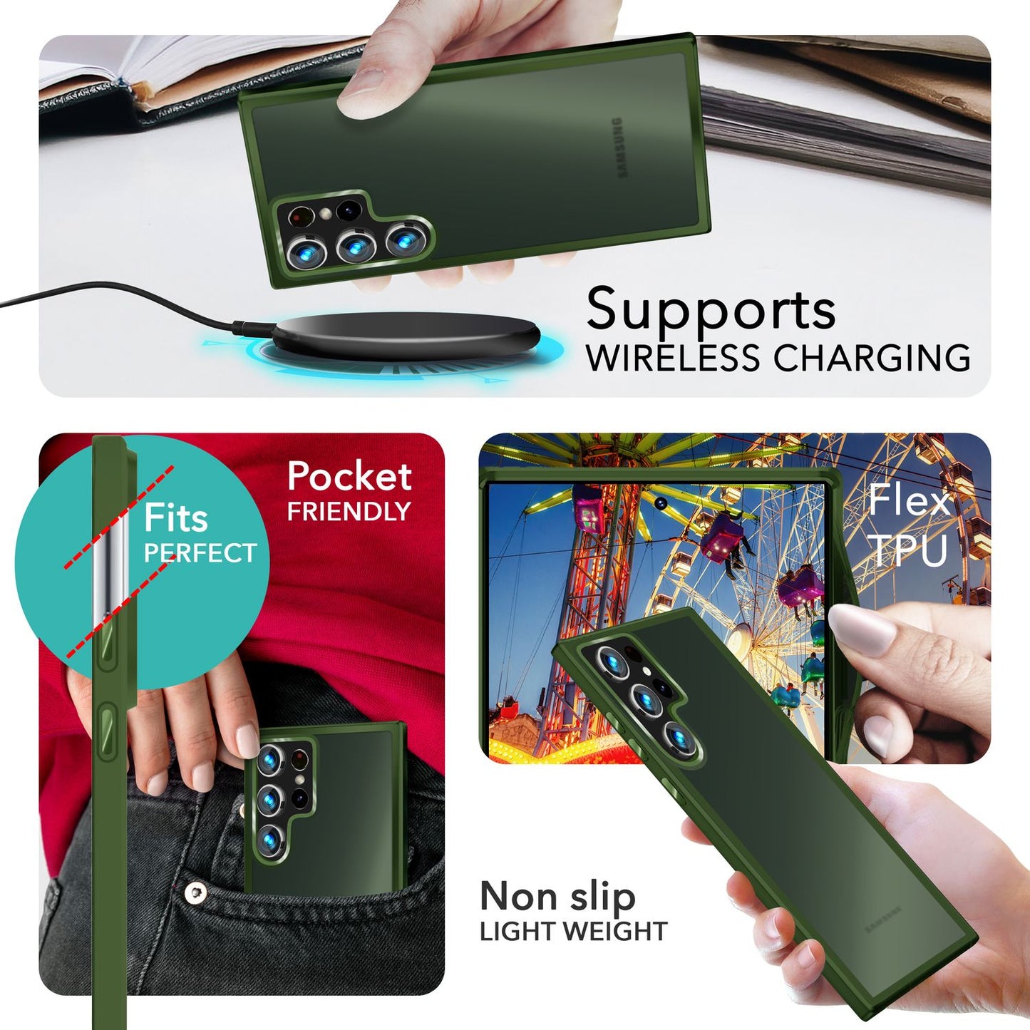 NALIA Matte Handyhülle für Samsung Galaxy S24 Ultra – Stoßfester Silikon-Rahmen & Semi-Transparent – FUZION (Anti-Fingerprint Case) – Marke aus Berlin