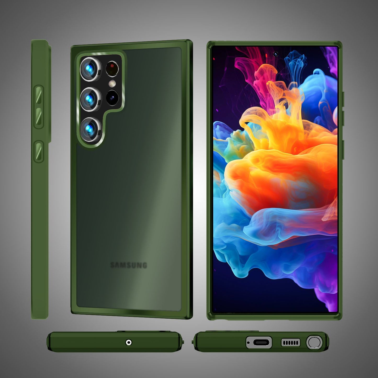 NALIA Matte Handyhülle für Samsung Galaxy S24 Ultra – Stoßfester Silikon-Rahmen & Semi-Transparent – FUZION (Anti-Fingerprint Case) – Marke aus Berlin