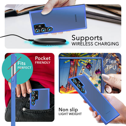 NALIA Matte Handyhülle für Samsung Galaxy S24 Ultra – Stoßfester Silikon-Rahmen & Semi-Transparent – FUZION (Anti-Fingerprint Case) – Marke aus Berlin