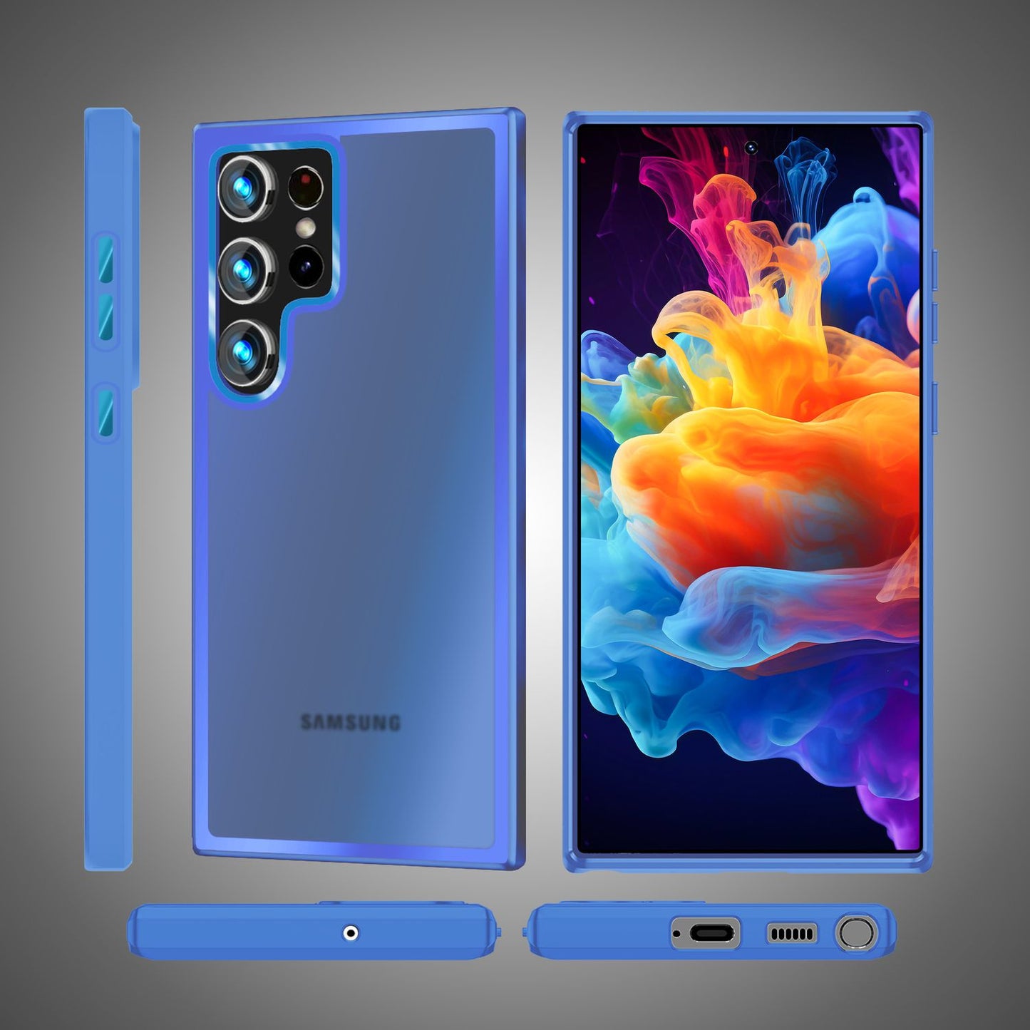 NALIA Matte Handyhülle für Samsung Galaxy S24 Ultra – Stoßfester Silikon-Rahmen & Semi-Transparent – FUZION (Anti-Fingerprint Case) – Marke aus Berlin