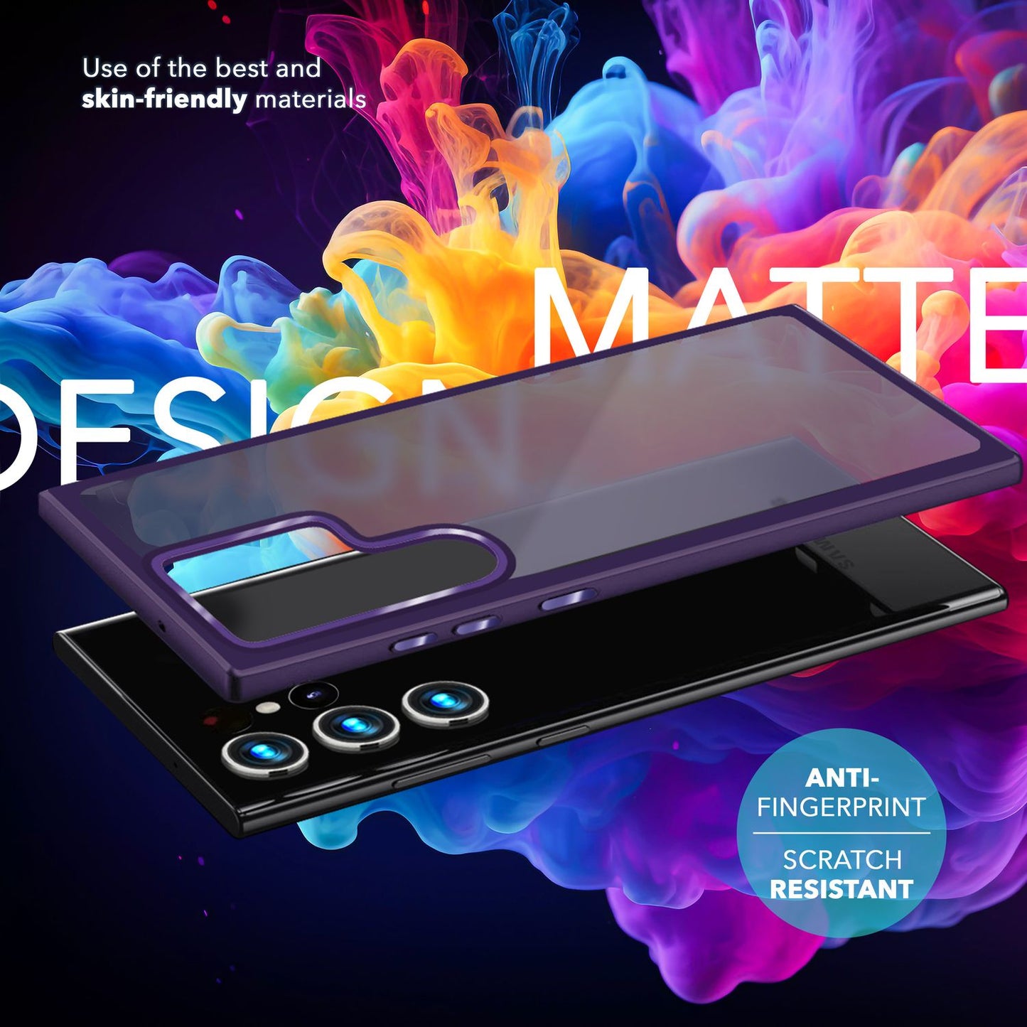 NALIA Matte Handyhülle für Samsung Galaxy S24 Ultra – Stoßfester Silikon-Rahmen & Semi-Transparent – FUZION (Anti-Fingerprint Case) – Marke aus Berlin