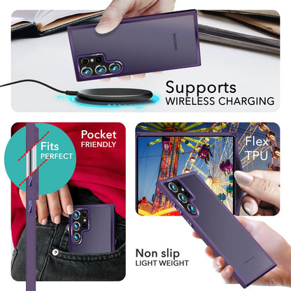 NALIA Matte Handyhülle für Samsung Galaxy S24 Ultra – Stoßfester Silikon-Rahmen & Semi-Transparent – FUZION (Anti-Fingerprint Case) – Marke aus Berlin