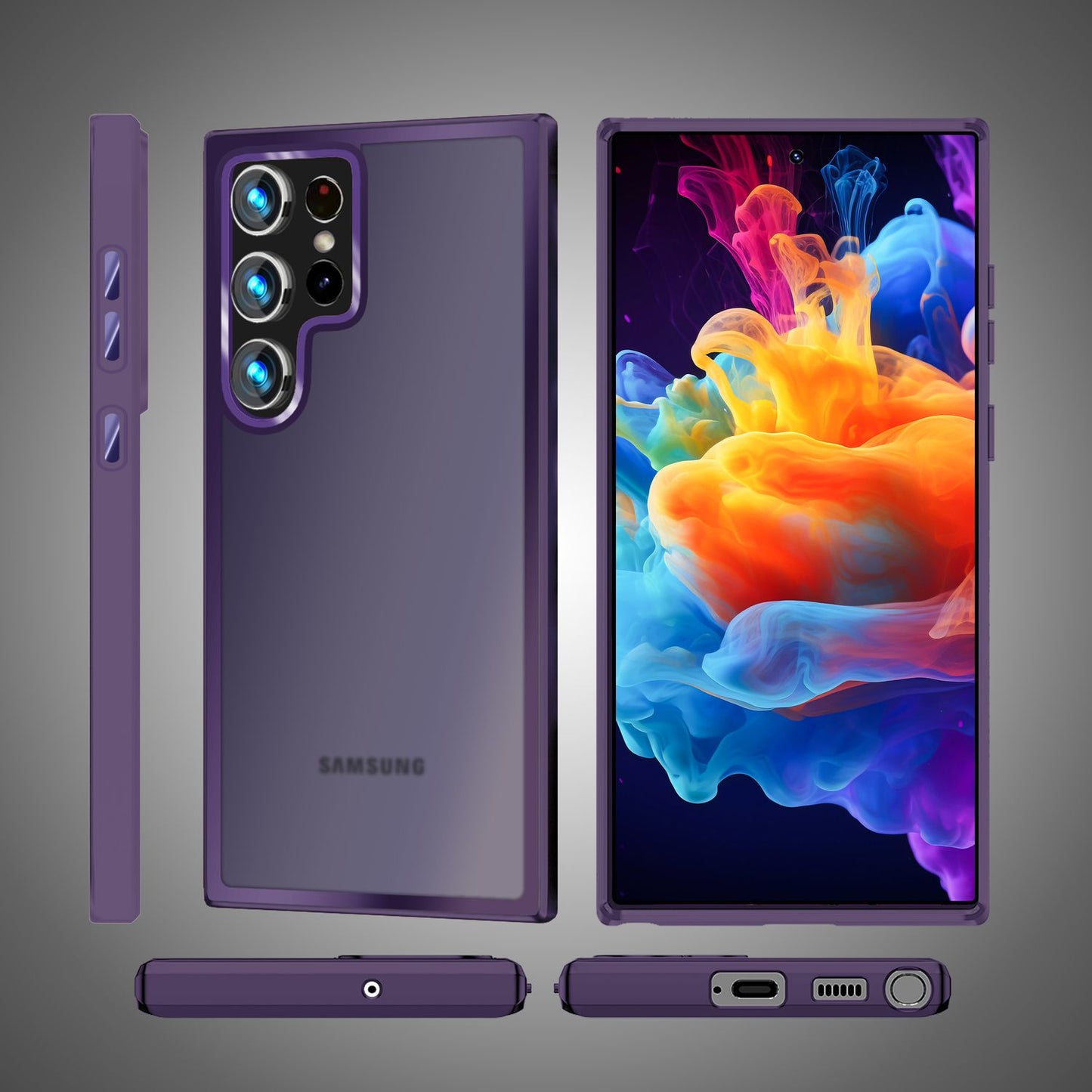 NALIA Matte Handyhülle für Samsung Galaxy S24 Ultra – Stoßfester Silikon-Rahmen & Semi-Transparent – FUZION (Anti-Fingerprint Case) – Marke aus Berlin