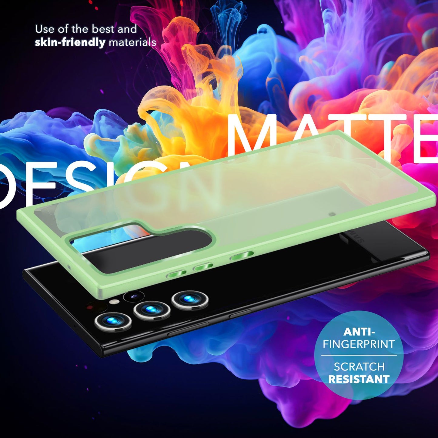 NALIA Matte Handyhülle für Samsung Galaxy S24 Ultra – Stoßfester Silikon-Rahmen & Semi-Transparent – FUZION (Anti-Fingerprint Case) – Marke aus Berlin