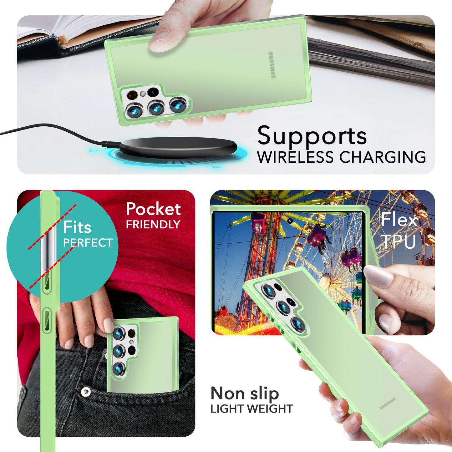 NALIA Matte Handyhülle für Samsung Galaxy S24 Ultra – Stoßfester Silikon-Rahmen & Semi-Transparent – FUZION (Anti-Fingerprint Case) – Marke aus Berlin