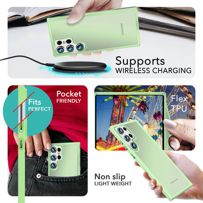 NALIA Matte Handyhülle für Samsung Galaxy S24 Ultra – Stoßfester Silikon-Rahmen & Semi-Transparent – FUZION (Anti-Fingerprint Case) – Marke aus Berlin