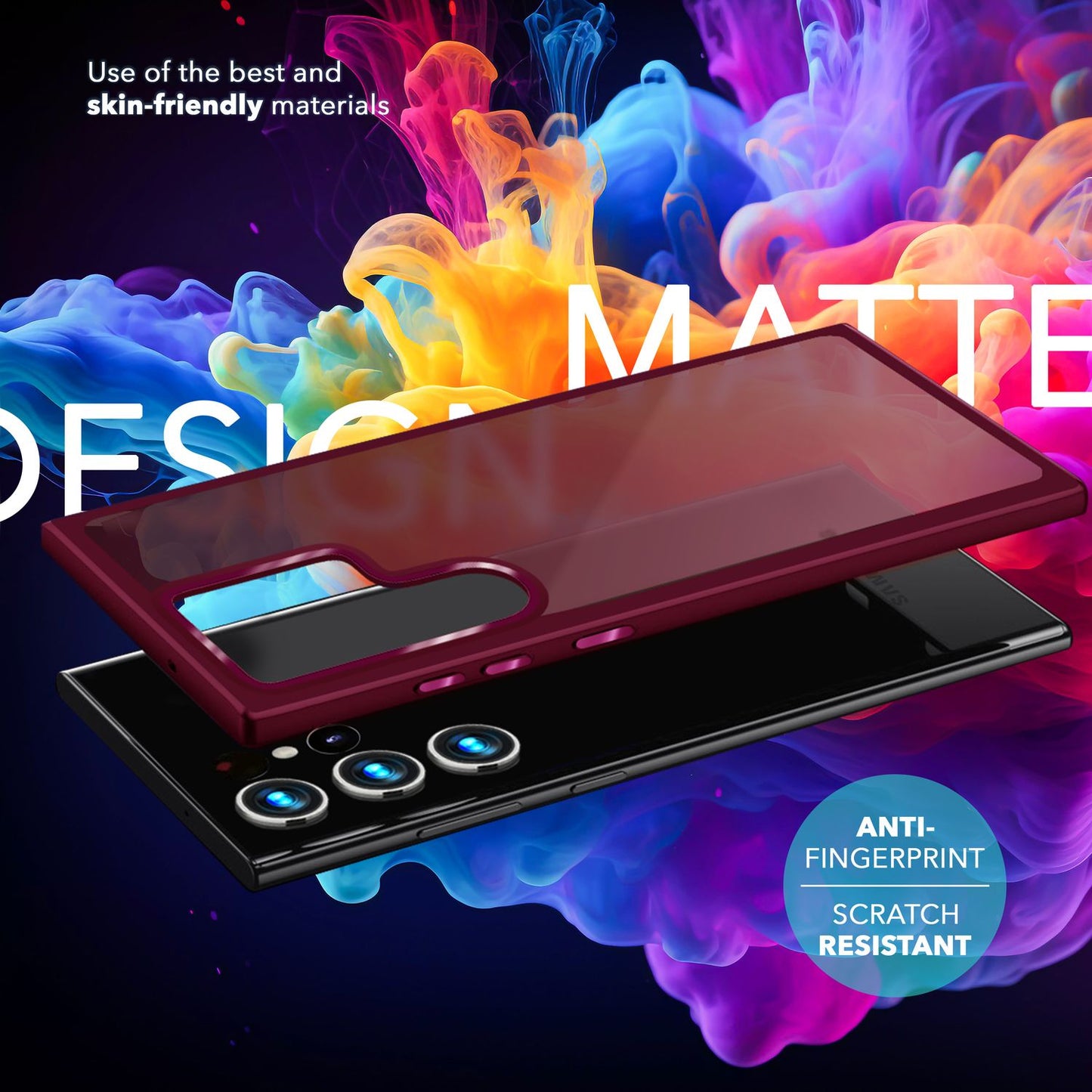 NALIA Matte Handyhülle für Samsung Galaxy S24 Ultra – Stoßfester Silikon-Rahmen & Semi-Transparent – FUZION (Anti-Fingerprint Case) – Marke aus Berlin