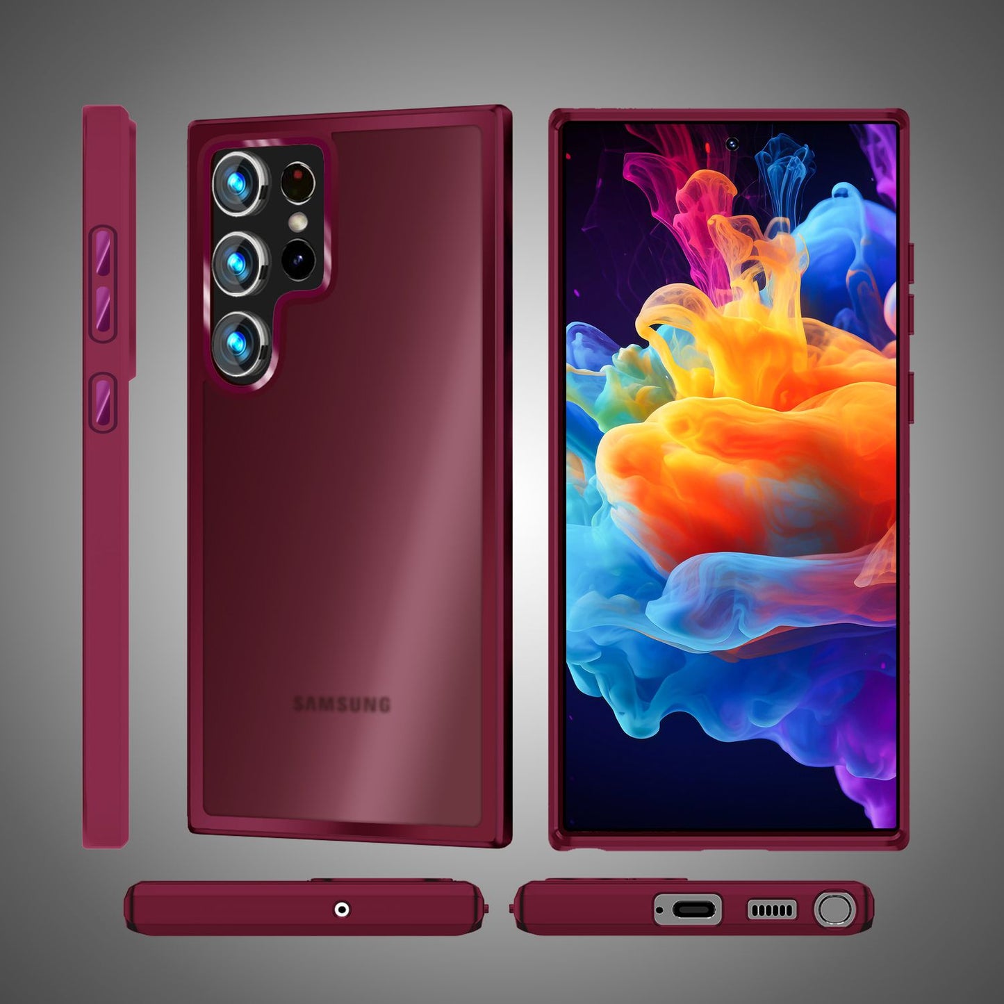 NALIA Matte Handyhülle für Samsung Galaxy S24 Ultra – Stoßfester Silikon-Rahmen & Semi-Transparent – FUZION (Anti-Fingerprint Case) – Marke aus Berlin