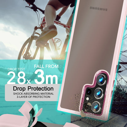NALIA Matte Handyhülle für Samsung Galaxy S24 Ultra – Stoßfester Silikon-Rahmen & Semi-Transparent – FUZION (Anti-Fingerprint Case) – Marke aus Berlin