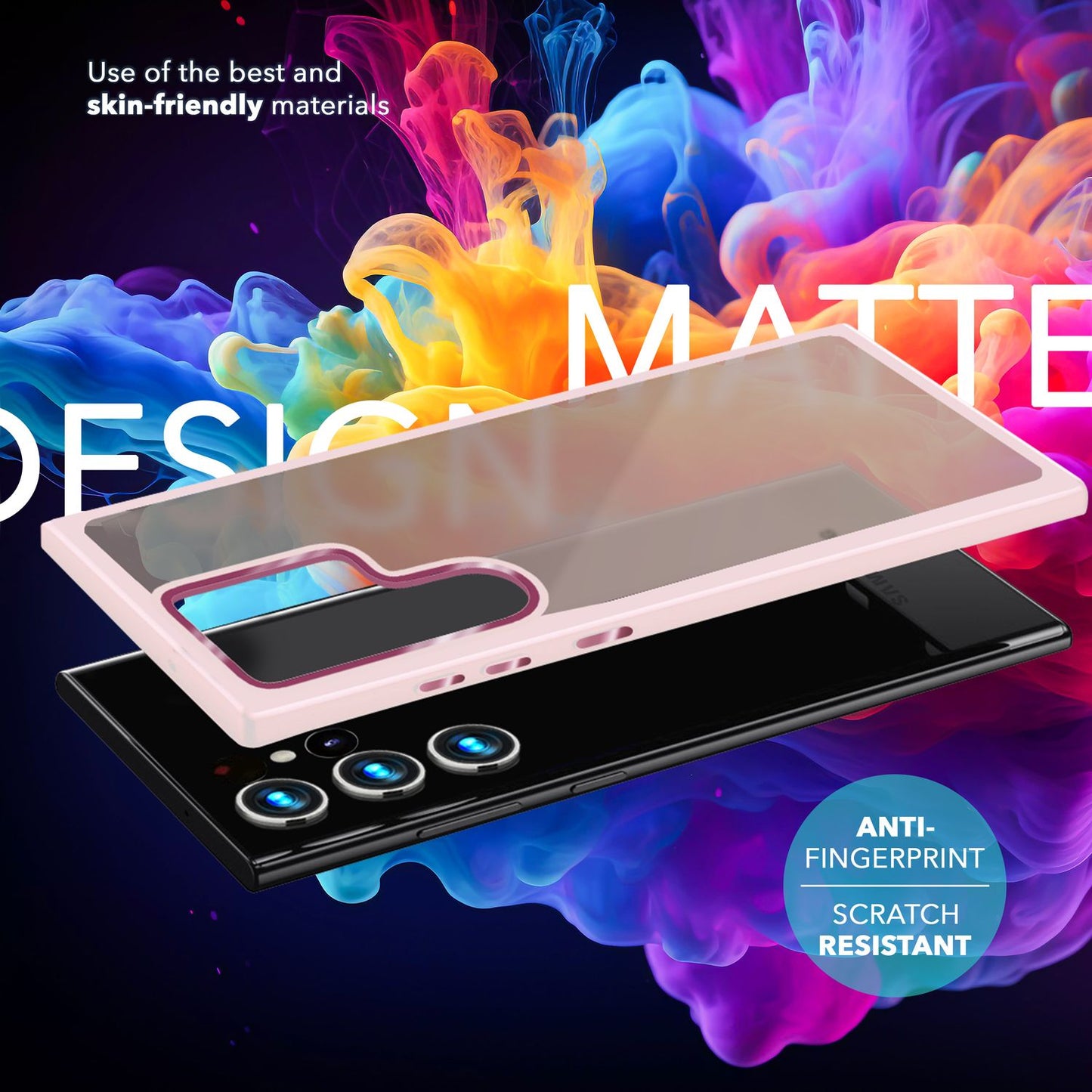 NALIA Matte Handyhülle für Samsung Galaxy S24 Ultra – Stoßfester Silikon-Rahmen & Semi-Transparent – FUZION (Anti-Fingerprint Case) – Marke aus Berlin
