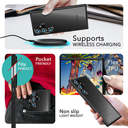 NALIA Matte Handyhülle für Samsung Galaxy S24 Ultra – Stoßfester Silikon-Rahmen & Semi-Transparent – FUZION (Anti-Fingerprint Case) – Marke aus Berlin