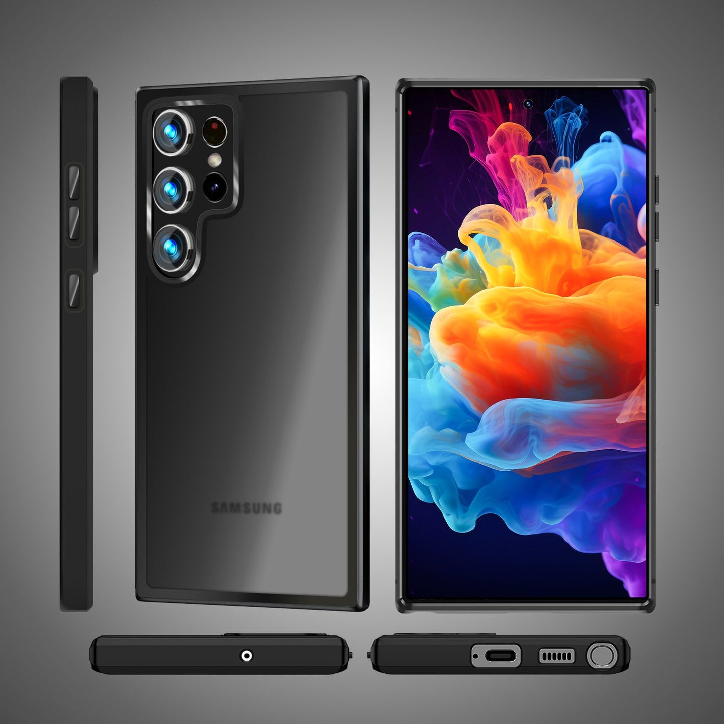 NALIA Matte Handyhülle für Samsung Galaxy S24 Ultra – Stoßfester Silikon-Rahmen & Semi-Transparent – FUZION (Anti-Fingerprint Case) – Marke aus Berlin