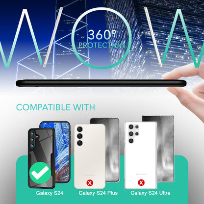 NALIA 360° Hülle für Samsung Galaxy S24 – Vergilbungsfrei & Rutschfester Matt-Rahmen – SURROUND (Full-Body Case mit Kameraschutz) – Marke aus Berlin