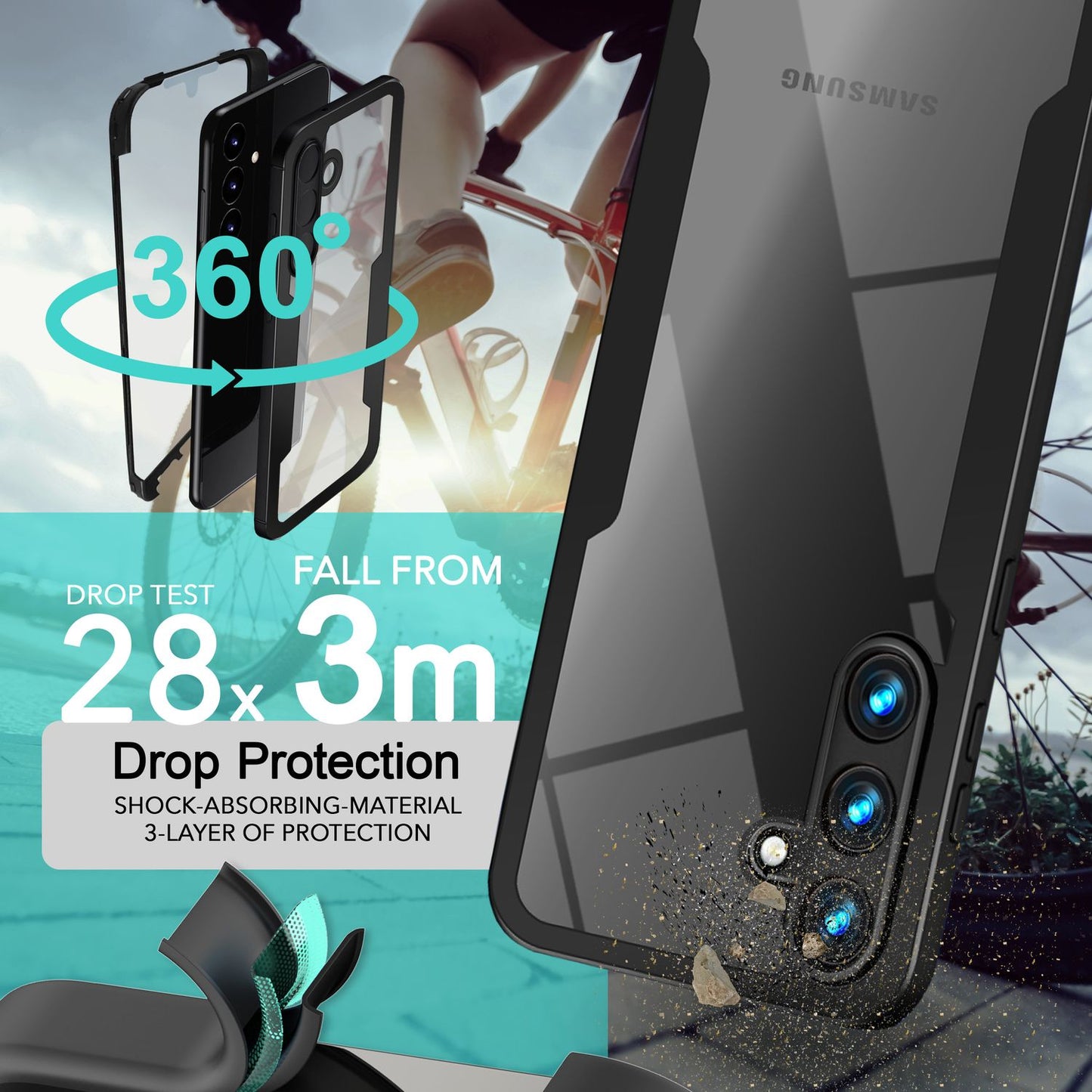 NALIA 360° Hülle für Samsung Galaxy S24 Plus – Vergilbungsfrei & Rutschfester Matt-Rahmen – SURROUND (Full-Body Case mit Kameraschutz) – Marke aus Berlin