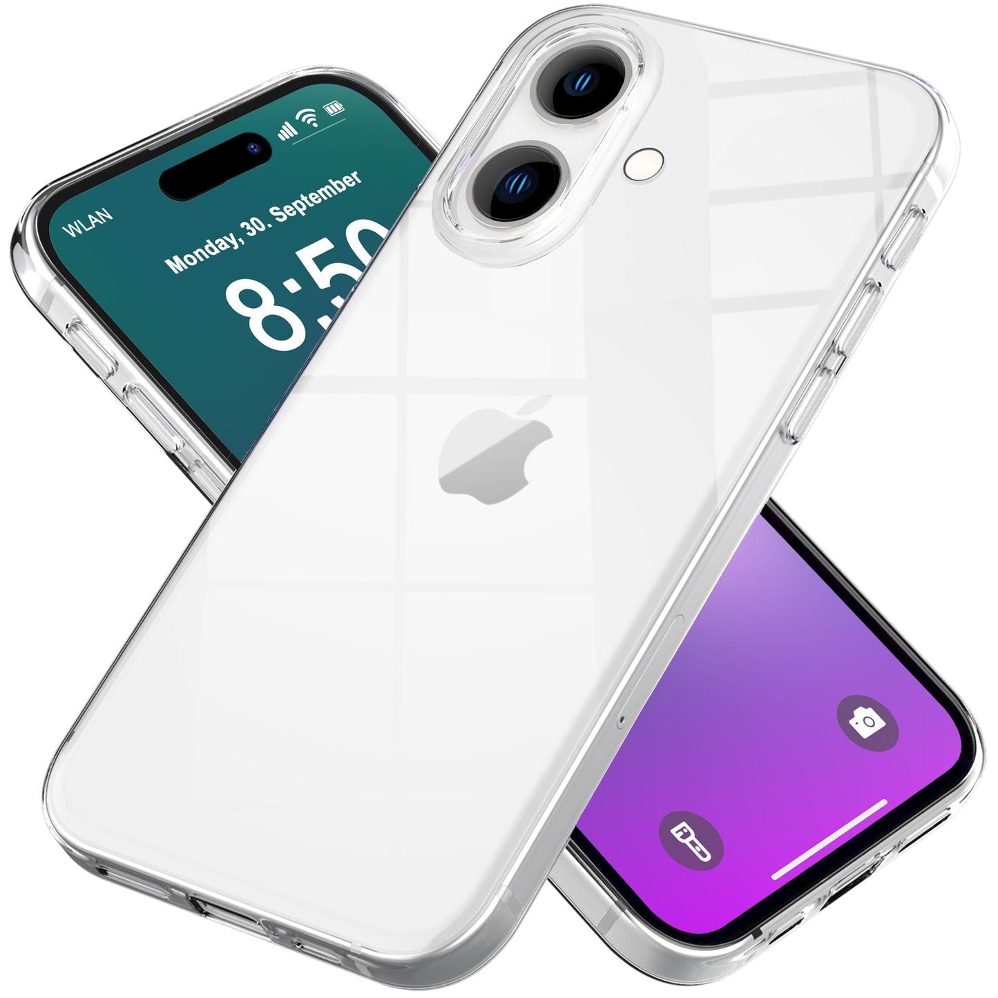 NALIA Transparente Silikonhülle für iPhone 16 – Anti-Gelb & Rutschfest – GLAZE (Handyhülle Kristallklar, Schlank & Stoßfest) – Marke aus Berlin