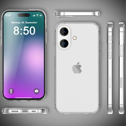 NALIA Transparente Silikonhülle für iPhone 16 – Anti-Gelb & Rutschfest – GLAZE (Handyhülle Kristallklar, Schlank & Stoßfest) – Marke aus Berlin