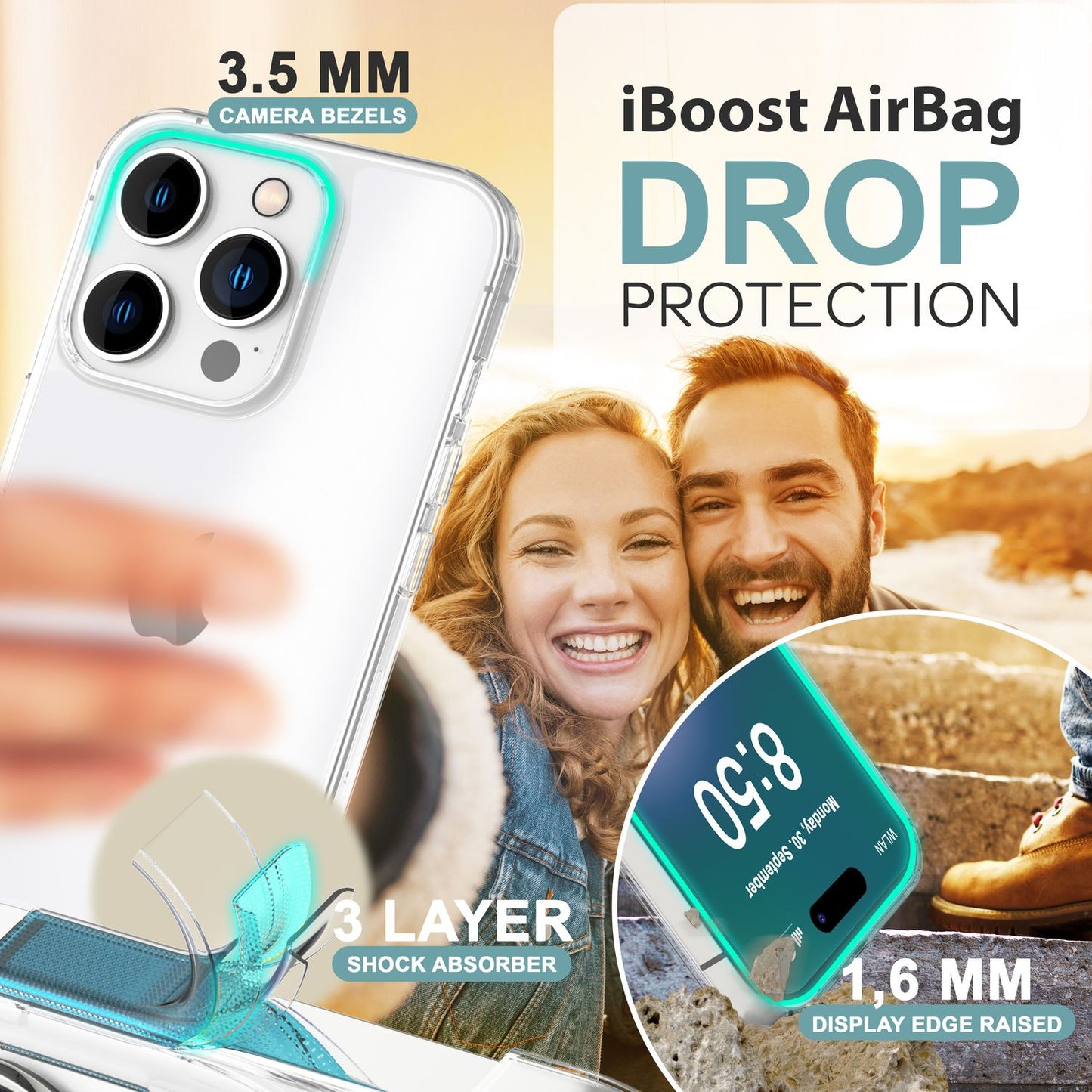 NALIA Transparente Silikonhülle für iPhone 16 Pro Max – Anti-Gelb & Rutschfest – GLAZE (Handyhülle Kristallklar, Schlank & Stoßfest) – Marke aus Berlin