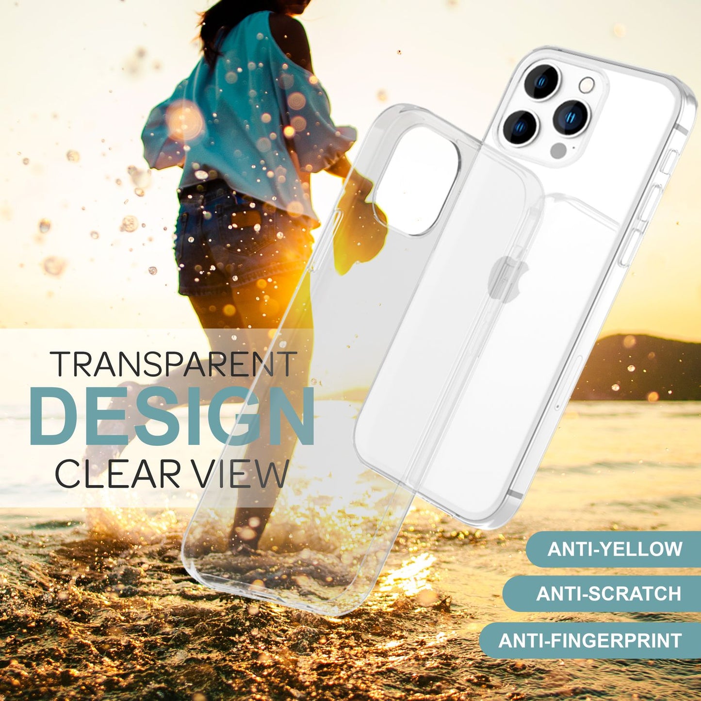 NALIA Transparente Silikonhülle für iPhone 16 Pro Max – Anti-Gelb & Rutschfest – GLAZE (Handyhülle Kristallklar, Schlank & Stoßfest) – Marke aus Berlin