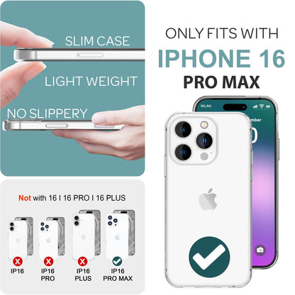 NALIA Transparente Silikonhülle für iPhone 16 Pro Max – Anti-Gelb & Rutschfest – GLAZE (Handyhülle Kristallklar, Schlank & Stoßfest) – Marke aus Berlin